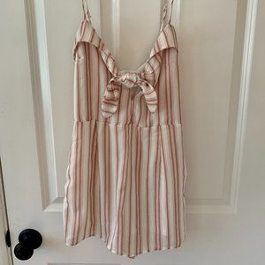 Boutique romper SAGE rose and white stripe